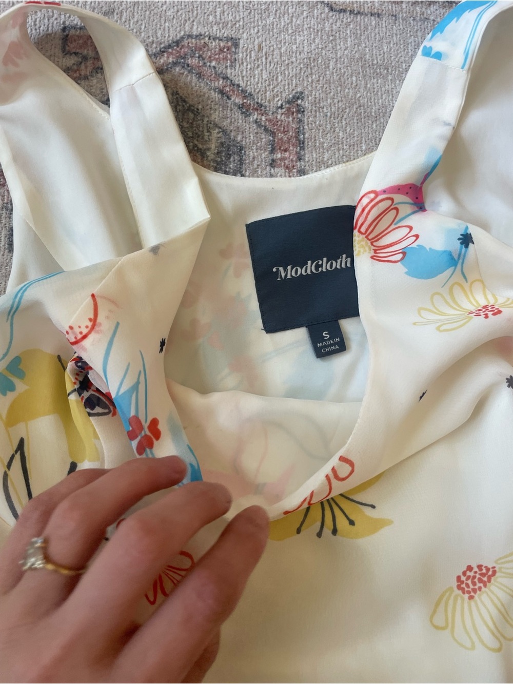 ModCloth Whimsical Floral Dinosaur Print Sundress Pockets Womens S - Picture 2 of 5